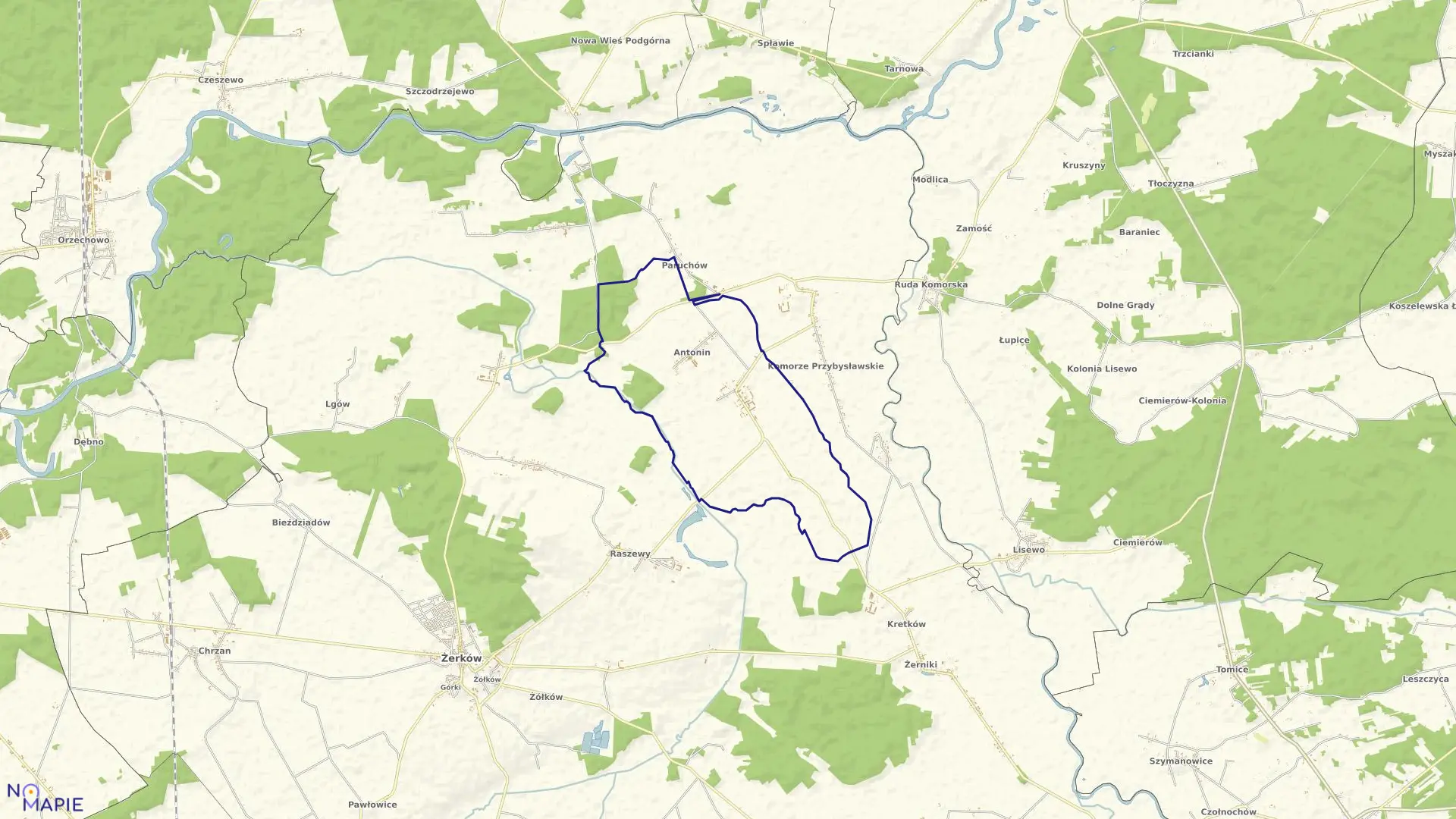 Mapa obrębu ANTONIN-PRZYBYSŁAW w gminie Żerków