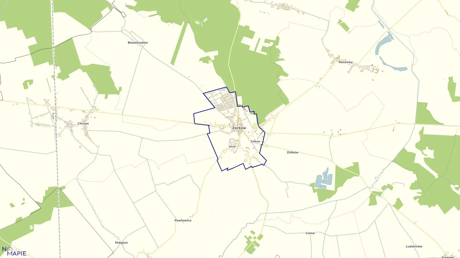 Mapa obrębu MIASTO ŻERKÓW w gminie Żerków