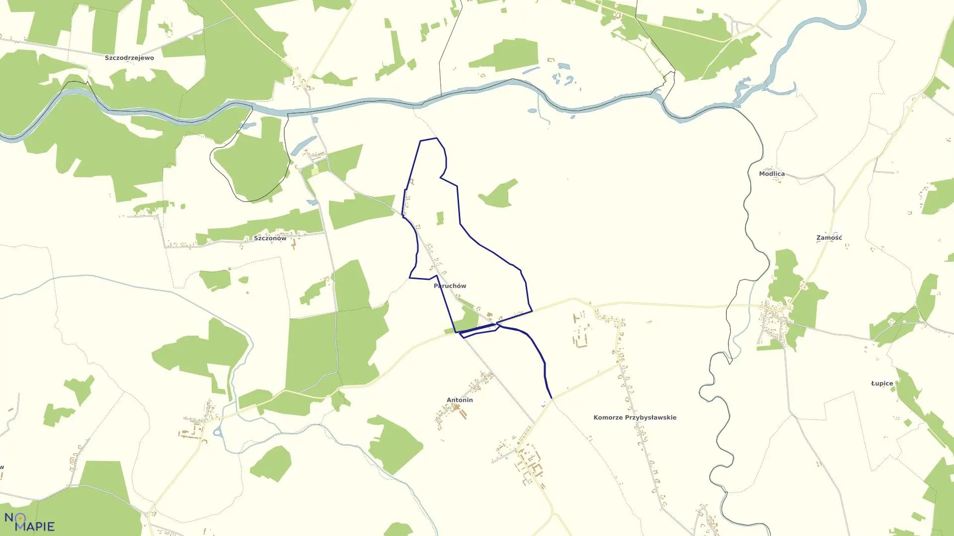 Mapa obrębu PARUCHÓW w gminie Żerków